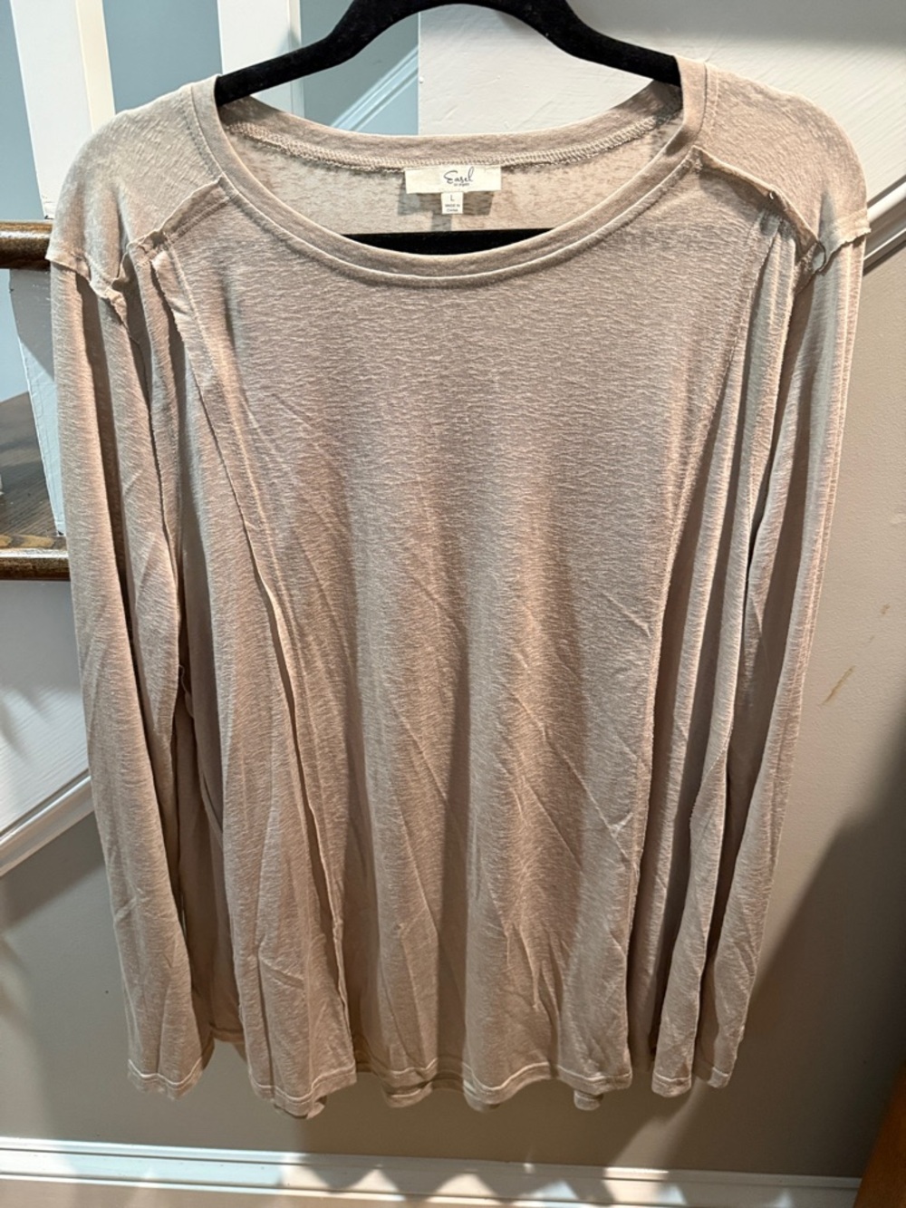 easel Neutral Taupe Long Sleeve Tee